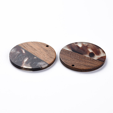 Transparent Resin & Walnut Wood Pendants(RESI-T035-35E)-3