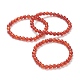 Bracelets rouges naturels stretch agate perles(BJEW-A117-B-26)-1