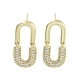 Oval Brass with Cubic Zirconia Dangle Stud Earrings(EJEW-Q811-32G)-1