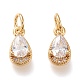 Brass Micro Pave Clear Cubic Zirconia Charms(KK-F820-15C-G)-1