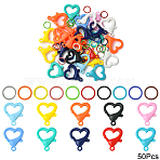 25Pcs Acrylic Lobster Claw Clasps, with 25Pcs Iron Jump Rings, Mixed Color, 10~26.5x10~22x1~6.5mm, Hole: 3~8mm, 25pcs/style(DIY-YW0011-20B)
