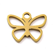 Ion Plating(IP) 316 Surgical Stainless Steel Charms, Laser Cut, Butterfly Charms, Real 18K Gold Plated, 9.5x12x1mm, Hole: 1.6mm(STAS-Q314-18G)