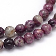 Natural Grade A Plum Blossom Tourmaline Round Bead Strands, 5mm, Hole: 1mm, about 78pcs/strand, 15.5 inch(G-P114-09-5mm)