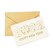 New Year Theme Paper Greeting Cards and Envelopes, Rectangle, Number Pattern, Greeting Card: 100x150x0.4mm, Envelop: 115x160x0.1mm(DIY-L060-A01)