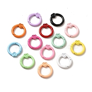 Spray Painted Alloy Spring Gate Rings, Ring with Heart, Mixed Color, 28.5x26.5x4~5mm(ALRI-Q362-02G)