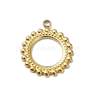 Ion Plating(IP) 304 Stainless Steel Pendants, Real 18K Gold Plated, Flat Round Charm, Ring, 20x17x1.5mm, Hole: 2mm(STAS-B058-13G-01)