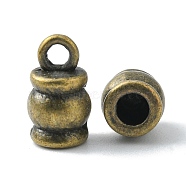 Tibetan Style Terminators, Barrel, Lead Free & Nickel Free & Cadmium Free, Antique Bronze, 11x6.5mm, Hole: 2mm, Inner Diameter: 3mm.(X-MLF9765Y-NF)