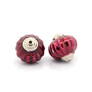 CCB Plastic Enamel Lantern Beads, Platinum, Crimson, 28x27mm, Hole: 3mm(CCB-J021-01)