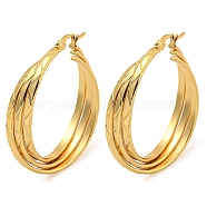 202 Stainless Steel Multi Layered Hoop Earrings, with 304 Stainless Steel Pins for Women, Golden, 35x8mm(EJEW-H003-29G)