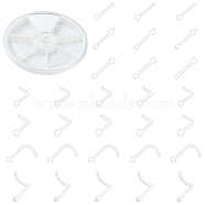 120Pcs 6 Style Acrylic L-Shaped Nose Ring, Nose Bone Rings, Piercing Body Jewelry for Her, Clear, 8~11x5.5~11x2~3.5mm, Pin: 0.7mm, 20pcs/style(AJEW-YW0001-11A)