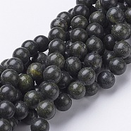 Gemstone Beads Strands, Natural Serpentine/Green Lace Stone, Round, Olive Drab, Size: about 10mm in diameter, hole: 1mm, about 40pcs/strands, 16 inch(X-GSR10mmC146)