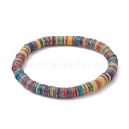 Polymer Clay Disc Heishi Surfer Stretch Bracelets, Preppy Bracelet, Colorful, Inner Diameter: 2-1/4 inch(5.7cm)(BJEW-JB09834-01)