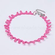 Cloth Gothic Choker Necklaces, with Iron Finding, Platinum, Pearl Pink, 11.4 inch(29cm)(NJEW-E085-29G)
