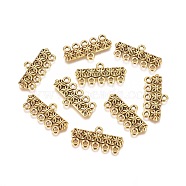 Tibetan Style Alloy Chandelier Components Links, 5-Strand Reducer Connector, Antique Golden, Lead Free and Cadmium Free, 12mm wide, 25mm long, hole: 1.5mm(GLF0753Y)