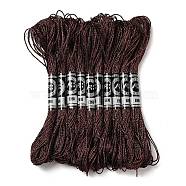 10 Skeins 12-Ply Metallic Polyester Embroidery Floss, Glitter Cross Stitch Threads for Craft Needlework Hand Embroidery, Friendship Bracelets Braided String, Dark Red, 0.8mm, about 8.75 Yards(8m)/skein(OCOR-Q057-A10)