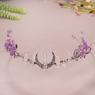 Moon Metal Hair Bands, Natural Quartz Wrapped Hair Hoop for Bridal Crown Hair Accessories, Purple, 450mm(PW-WG72751-05)