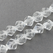 Glass Bead Strands, Faceted, Twist, Clear, 6x6x6mm, Hole: 1mm(GLAA-R042-6x6mm-15)