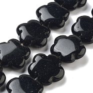 Natural Black Agate Beads Strands, Flower, 20x20x6mm, Hole: 1.4mm, about 20pcs/strand, 14.57~14.96 inch(37~38cm)(G-F769-A01-02)