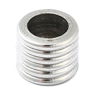 Non-Tarnish 304 Stainless Steel European Beads, Large Hole Beads, Grooved Column, Stainless Steel Color, 8x6.5mm, Hole: 5mm(STAS-H219-14P)