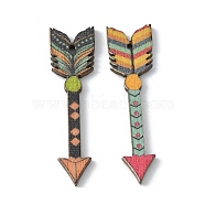 Printed Wood Pendants, Arrow Charm, Random Pattern, Colorful, 44x12x2mm, Hole: 1mm(WOOD-CJC0005-55)