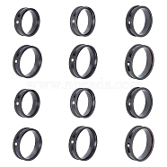 Unicraftale 12Pcs 6 Size Crystal Rhinestone Grooved Finger Rings Set, Stainless Steel Jewelry for Women, Electrophoresis Black,  Inner Diameter: 16~21.2mm, 2Pcs/size(RJEW-UN0002-72EB)