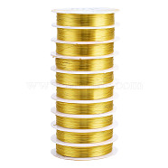 Round Copper Jewelry Wire, Long-Lasting Plated, Golden, 26 Gauge, 0.4mm, about 32.8 Feet(10m)/roll(CWIR-Q006-0.4mm-G)