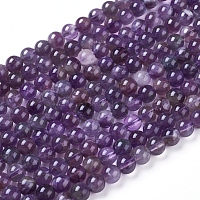 Améthyste rangées de perles rondes naturelles, Grade B, 6 mm, trou: 1 mm, environ 69 pcs / brin, {1 pouce
