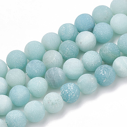 Natural Amazonite Beads Strands, Frosted, Grade A, Round, 8mm, Hole: 1mm, about 47pcs/strand, 15.5 inch(G-T106-190)