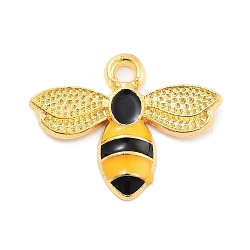 Alloy Enamel Pendants, Cadmium Free & Lead Free, Golden, Bee Charm, Gold, 17x21x3mm, Hole: 1.8mm(PALLOY-S185-05G)