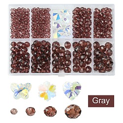 DIY Glass Beads & Charms Jewelry Making Finding Kit, Faceted Rondelle & Butterfly & Heart & Flower, Pale Violet Red, 4~14x3~7.5mm, Hole: 0.3~1.6mm(DIY-YW0009-03G)