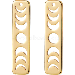 BENECREAT 12Pcs Brass Moon Phase Bar Pendants, Long-Lasting Plated, Rectangle, Real 18K Gold Plated, 20x5x1mm, Hole: 0.7mm(KK-BC0007-03)