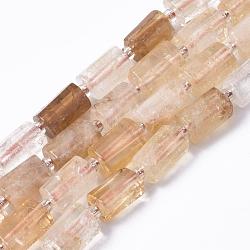 Natural Citrine Beads Strands, Faceted, Column, 8~11x6~8x5~7mm, Hole: 1mm, about 15~17pcs/strand, 7.28~7.48 inch(G-S345-8x11-013)