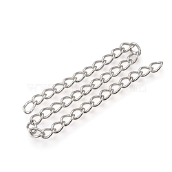 Tarnish Resistant 304 Stainless Steel Curb Chains, with Spool, Unwelded, Stainless Steel Color, 5x3.8x0.8mm, about 328.08 Feet(100m)/roll(CHS-Q001-22-100m)