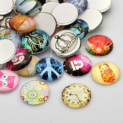 Mixed Pattern Glass Cabochons, Half Round/Dome, Mixed Color, 18x5mm(GGLA-X0001-18mm)