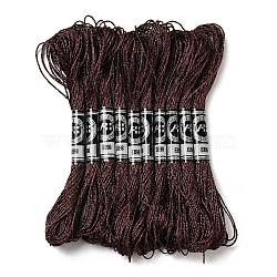 10 Skeins 12-Ply Metallic Polyester Embroidery Floss, Glitter Cross Stitch Threads for Craft Needlework Hand Embroidery, Friendship Bracelets Braided String, Dark Red, 0.8mm, about 8.75 Yards(8m)/skein(OCOR-Q057-A10)