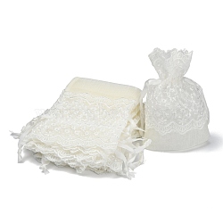 Organza Gift Bags with Lace, Rectangle, Creamy White, 14~15x10~11cm(OP-R034-10x14-04)