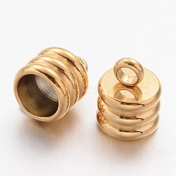 Ion Plating(IP) 304 Stainless Steel Cord Ends, End Caps, Column, Golden, 9x7mm, Hole: 2mm, 5mm inner diameter(X-STAS-K108-03G)