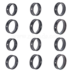 12Pcs 6 Size Crystal Rhinestone Grooved Finger Rings Set, Stainless Steel Jewelry for Women, Electrophoresis Black,  Inner Diameter: 16~21.2mm, 2Pcs/size(RJEW-UN0002-72EB)