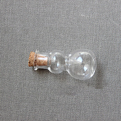 Gourd Shape Miniature Glass Bottles, with Cork Stoppers, Empty Wishing Bottles, for Dollhouse Accessories, Jewelry Making, Clear, 30x16mm(BOTT-PW0008-04)