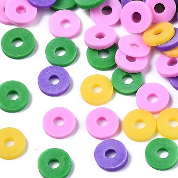 Handmade Polymer Clay Beads, Heishi Beads, for DIY Jewelry Crafts Supplies, Disc/Flat Round, Medium Sea Green, 6x1mm, Hole: 2mm, about 26000pcs/1000g