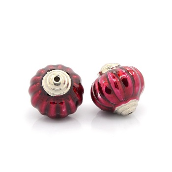 CCB Plastic Enamel Lantern Beads, Platinum, Crimson, 28x27mm, Hole: 3mm