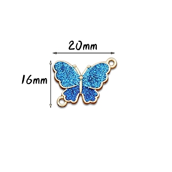 Zinc Alloy Enamel Pendants, Butterfly, Blue, 16x20mm, Hole: 1.5mm