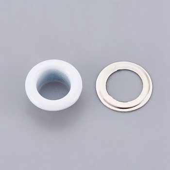 Iron Grommet Eyelet Findings, for Bag Making, Flat Round, Platinum, White, 9.5x4.5mm, Inner Diameter: 5mm