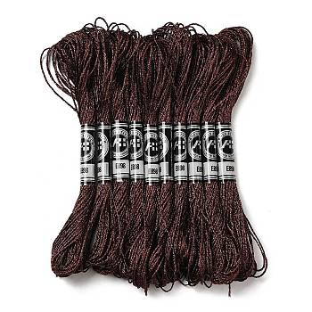 10 Skeins 12-Ply Metallic Polyester Embroidery Floss, Glitter Cross Stitch Threads for Craft Needlework Hand Embroidery, Friendship Bracelets Braided String, Dark Red, 0.8mm, about 8.75 Yards(8m)/skein