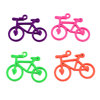 Lovely Bicycle Pendants for Necklace Making, Spray Painted Alloy Pendants, Cadmium Free & Lead Free, Bike, Mixed Color, 31x24x2mm, Hole: 2mm