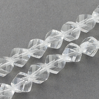 Glass Bead Strands, Faceted, Twist, Clear, 6x6x6mm, Hole: 1mm