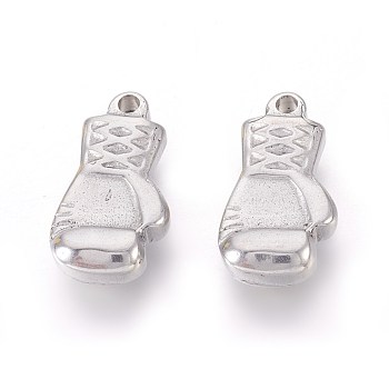 304 Stainless Steel Pendants, Gloves, Stainless Steel Color, 17x9.5x4mm, Hole: 1.6mm