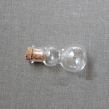 Gourd Shape Miniature Glass Bottles, with Cork Stoppers, Empty Wishing Bottles, for Dollhouse Accessories, Jewelry Making, Clear, 30x16mm