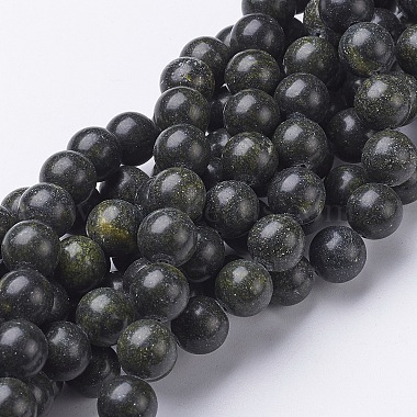 Olive Drab Round Serpentine Beads