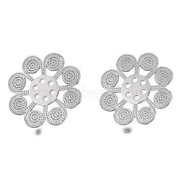 Platinum Flower Brass Stud Earring Findings